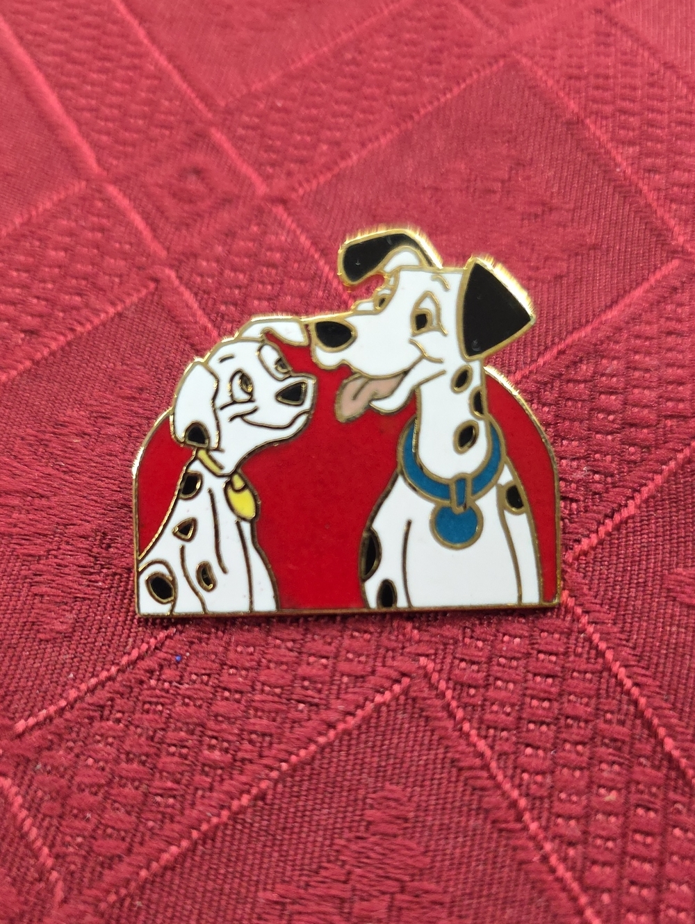 Dalmatian Dog Enamel Pin - White and Black with Red Background